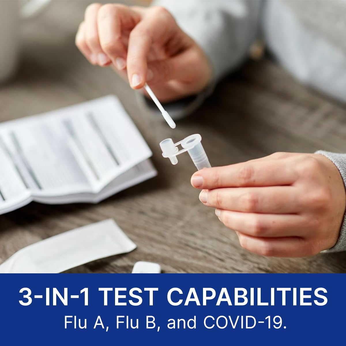 CorDx TyFast at Home Flu A/B & COVID-19 Multiplex Rapid Test Kit, Easy, Accurate, Fast Results in 10 Minutes, 3 in 1 Combo Kit, 25 Tests