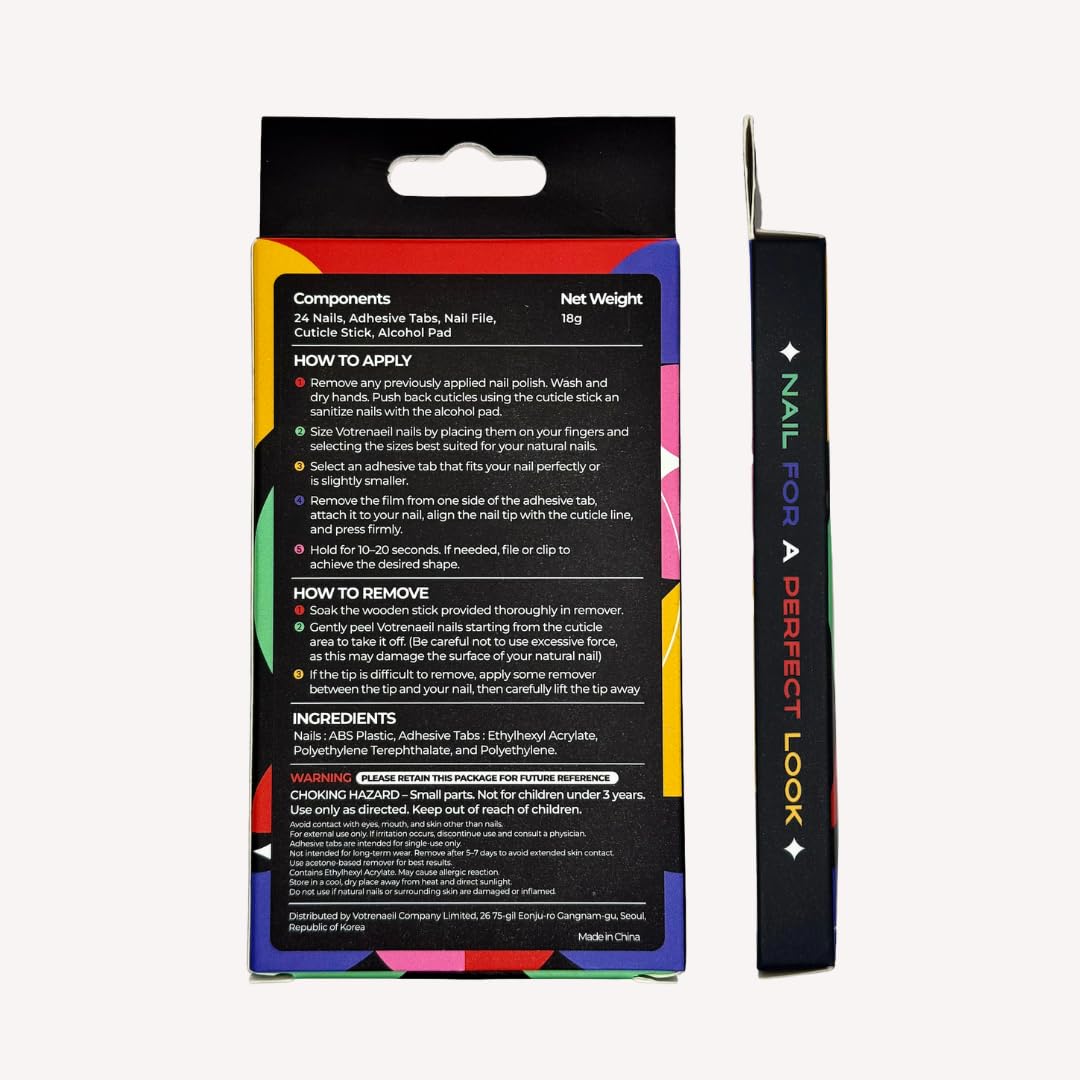 PerfectLook Press On Nails - Midnight Noir | No Glue Short Square Glossy Black Nail Tips for Party & Date Night - 24 Pcs Nail Kit with Adhesive Tabs