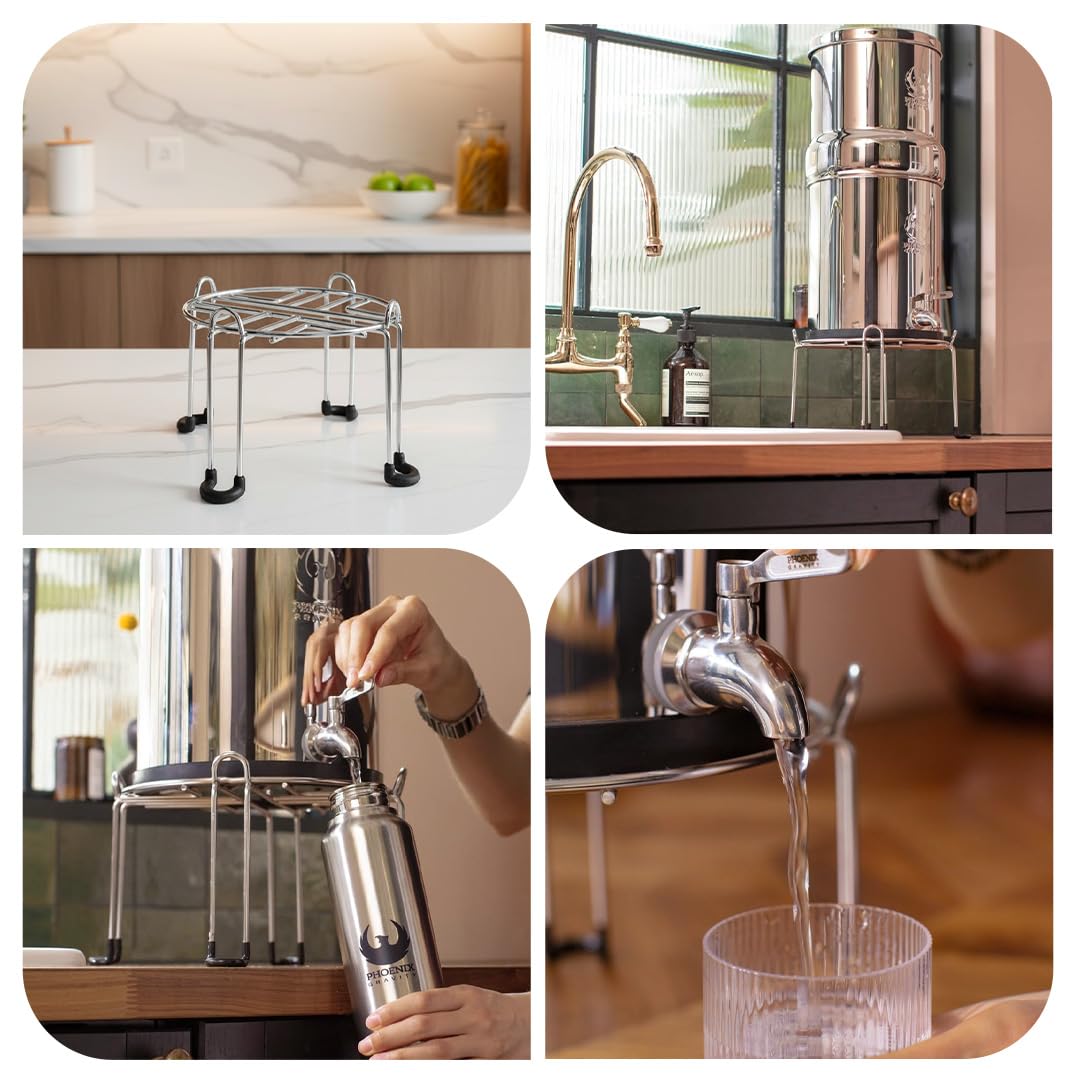 2.25 G AISI 304 Stainless Steel Premium Gravity Water Filter System | NSF Certified 2 Smart Carbon Filter Elements | Free Stainless Steel Stand & Spigot | No Plumbing/Electricity Required | Portable