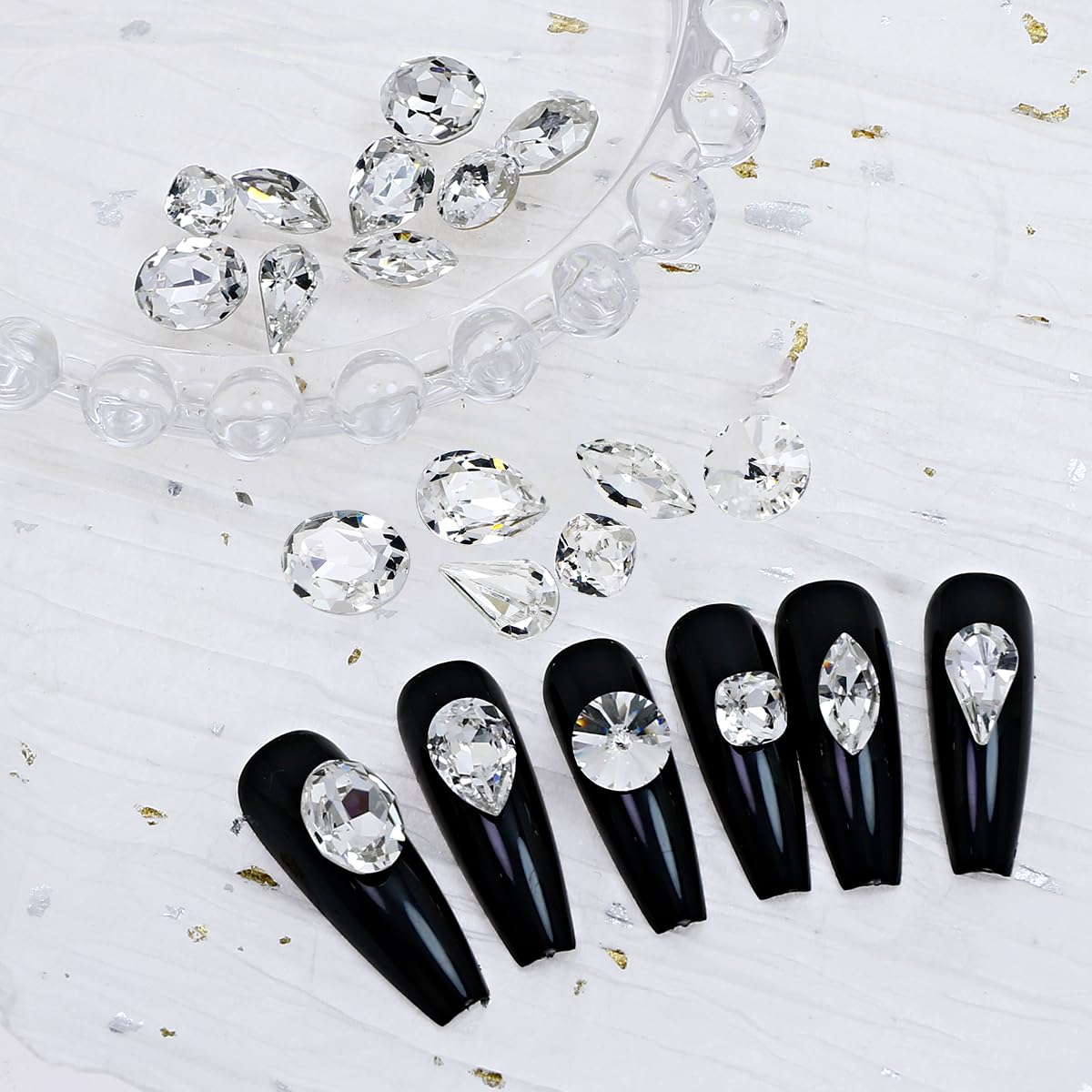 DONGZHOU 72pcs Mix Shape Crystal Nail Art Rhinestone Gems Point Back Fancy Stone Sew On Rhinestone Loose Crystal Sewing for Clothing Wedding Dress Nail Art Shoes Bags DIY Crafts
