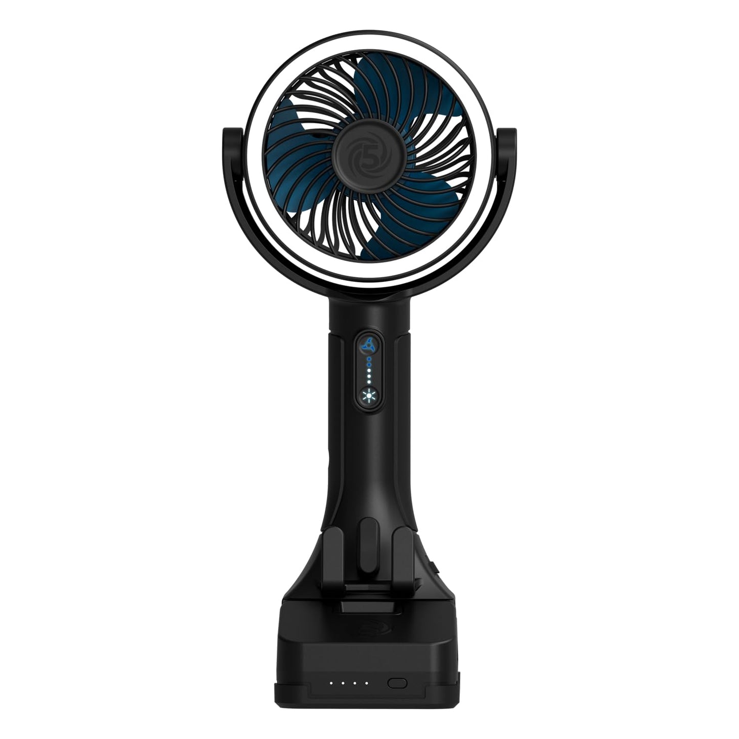 CANE5 AirLux Pro, Portable Fan, 180-Degree Tilt Head, 5 Speeds, 18MPH Wind Velocity, Rechargeable 20V Battery, [40 Working Hours], USB Power Bank, LED Ring Light, Hands-Free Smart Hook