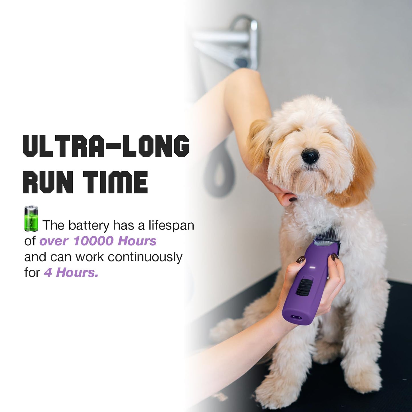 FuzzyFix Professional Dog Clippers for Grooming - 2 Speed Pet Grooming Kit for Thick Curly Matted Coats - Low Noise Heavy Duty Cordless Hair Trimmer with Detachable Metal Blade