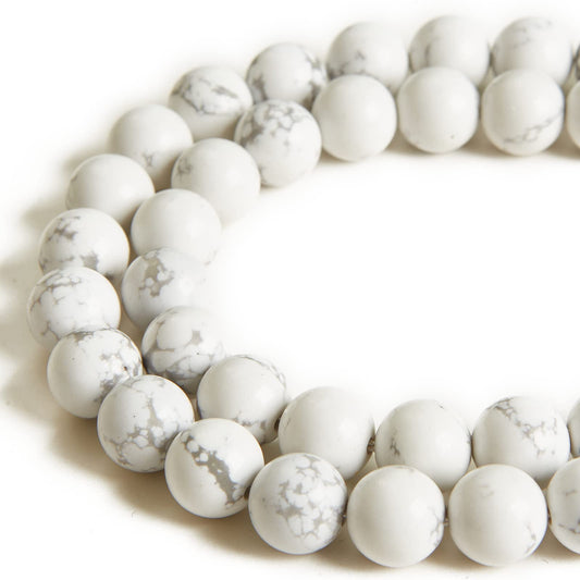 60pcs 6mm Howlite Beads Natural Gemstone Beads Round Loose Beads for Jewelry Making
