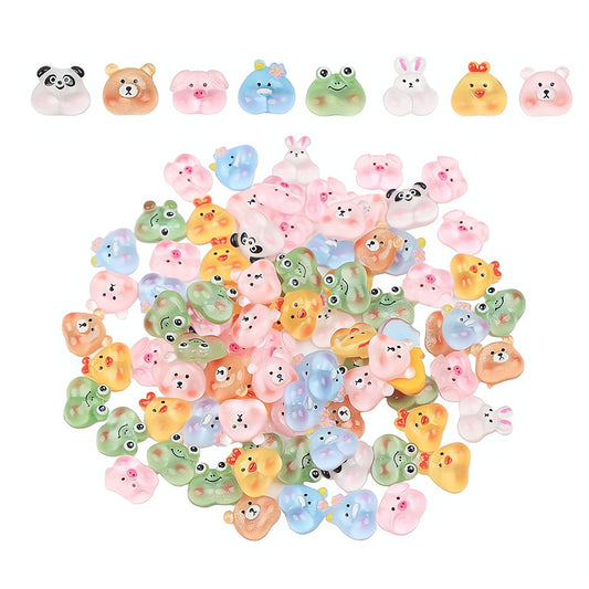 Comimark 100 PCS Happy Animals Nail Art Charms Cute Resin Nail Art Tips Decoration Accessories Sweet 3D Nail Art Rhinestone Charms