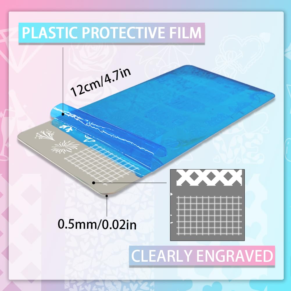PH PandaHall 6pcs Holiday Themes Nail Stamping Plates Valentines Easter Nails Art Stencils Summer Beach Manicure Art Templates Halloween Christmas Nails Stamp Design for Women Manicures Salon Design