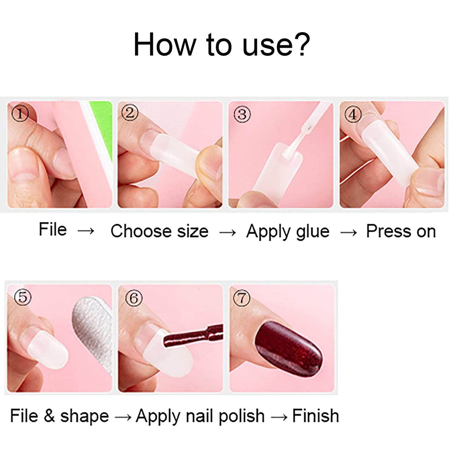 Square Nail Tips Half Cover 500Pcs Clear Acrylic Nails French Short False Nails with Box