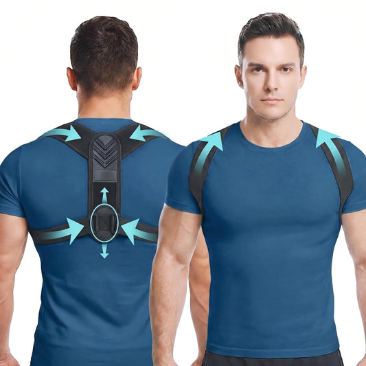 Posture Corrector for Men - Upper Back Brace with Reinforced Support Plate, High-Tension Back Straightener to Open Shoulders & Prevent Slouching, Ideal for Gym & Lifting Form