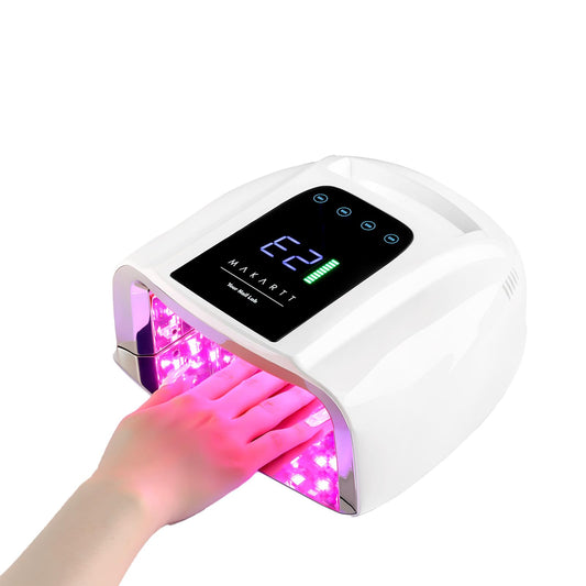 Makartt UV LED Nail Lamp – Fast Curing UV Light with Handle Nail Dryer with 42 Beads 4 Timers Cordless Rechargeable Design LCD Touchscreen & Smart Sensor(White)