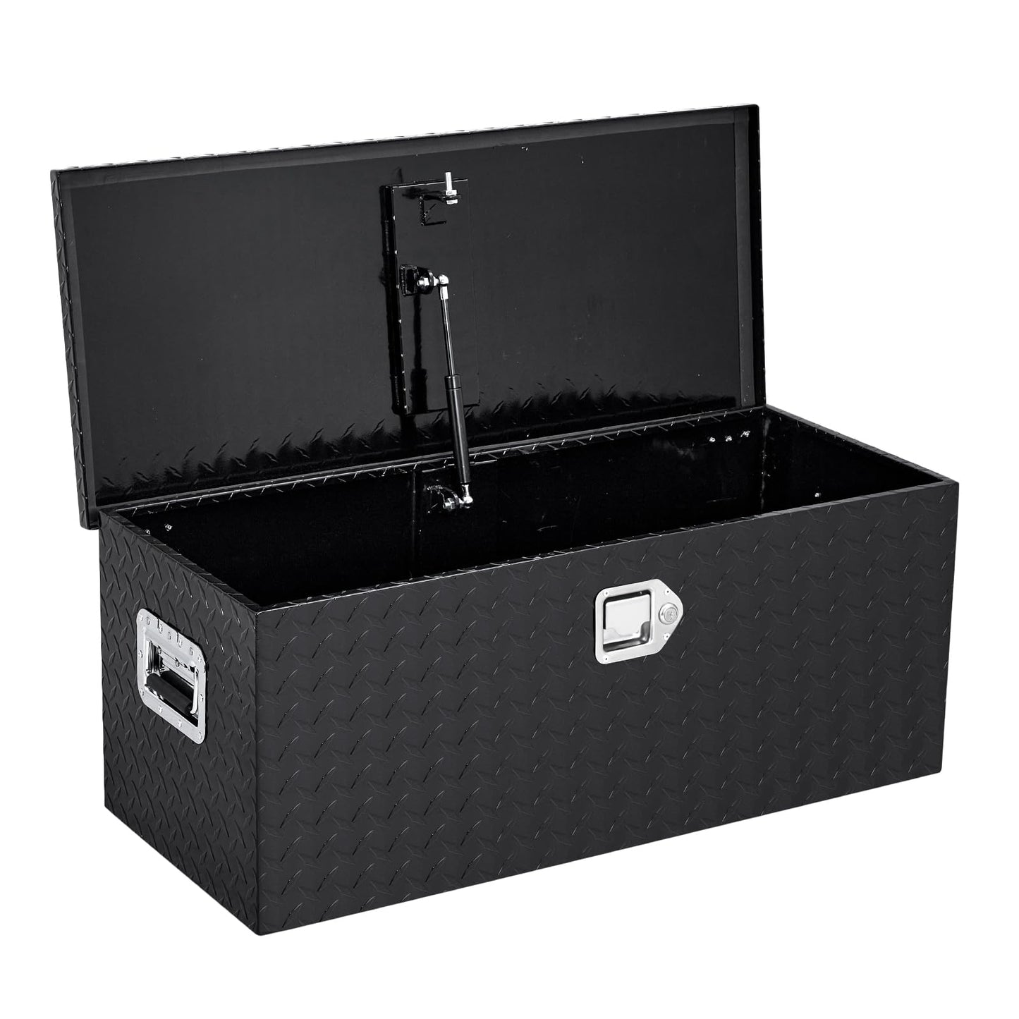 GarveeTech 36 in Truck Bed Tool Box, Heavy Duty Aluminum Diamond Plate ToolBox for Pick Up Truck RV Trailer, Trailer Toolbox Storage with Side Handle, Lock and Keys, Black