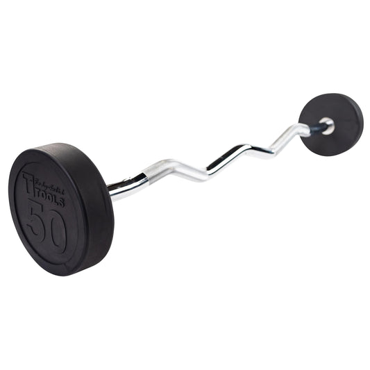 Body-Solid (SBZ50) Rubber Coated Fixed Weights Straight Barbell Bar for Weightlifting Exercise Bodybuilding Strength Training, 50lb (Midnight Black)