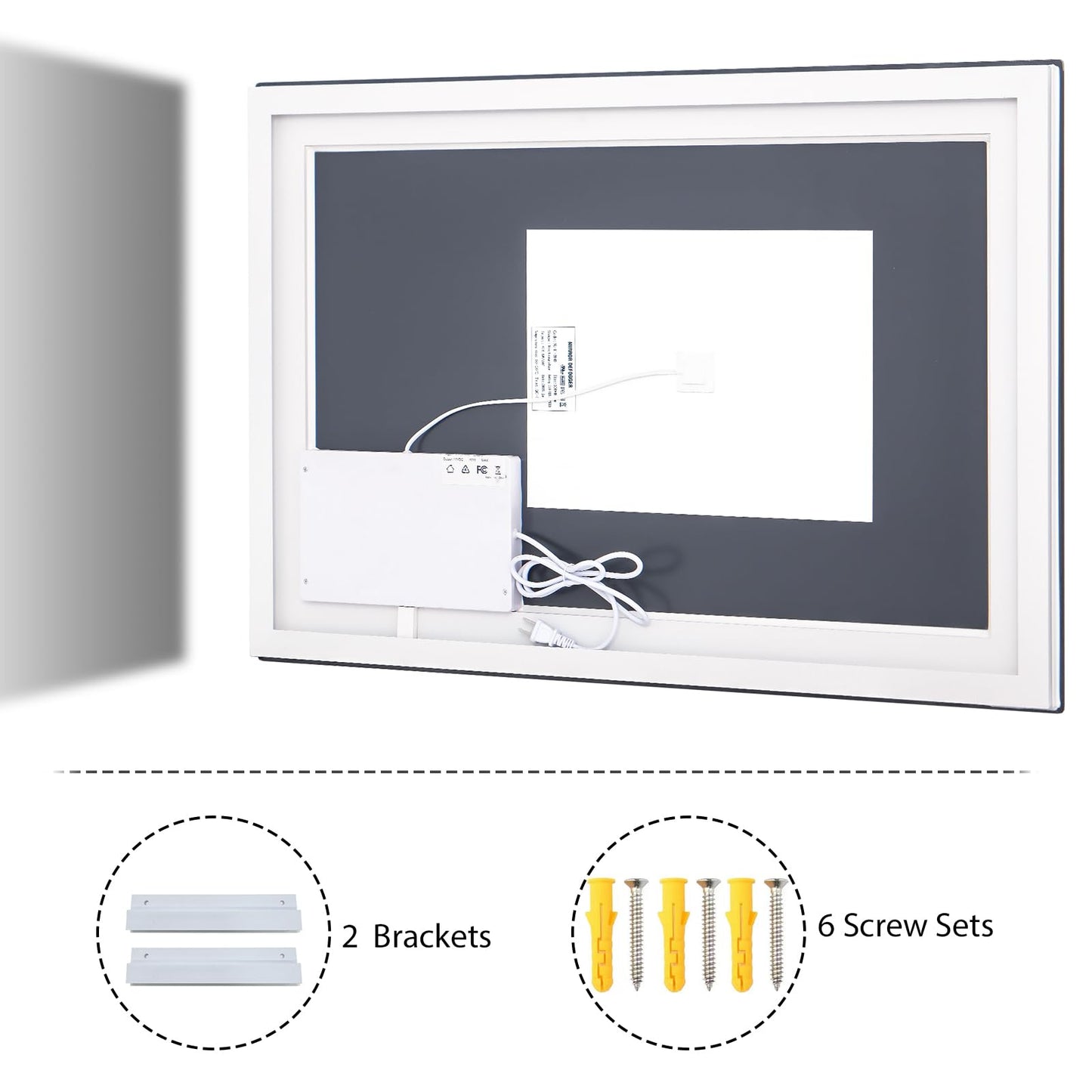VooBang Large LED Bathroom Mirror 30 x 55 inches - 3 Adjustable Lighting Modes Lighted Smart Bathroom Vanity Mirror, Anti-Fog, Memory Function, Tempered Glass, Wall Mounted Horizontally Vertically