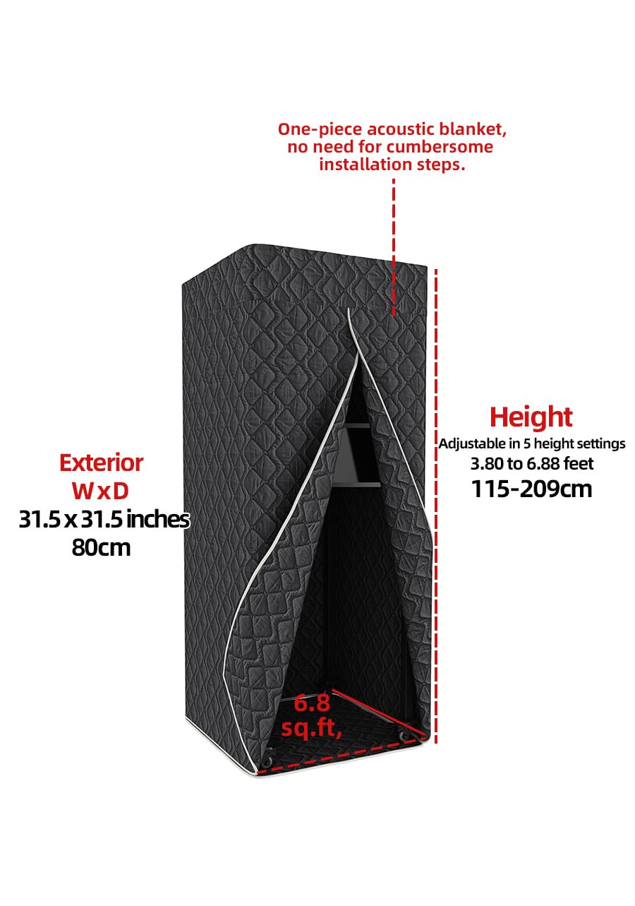 Portable Foldable Recording Vocal Booth Studio Equipment for Crisp Dry Echo Free Vocals at Home & On the Road - Easy to Assemble & Travel Bag Included (Standard, Black)