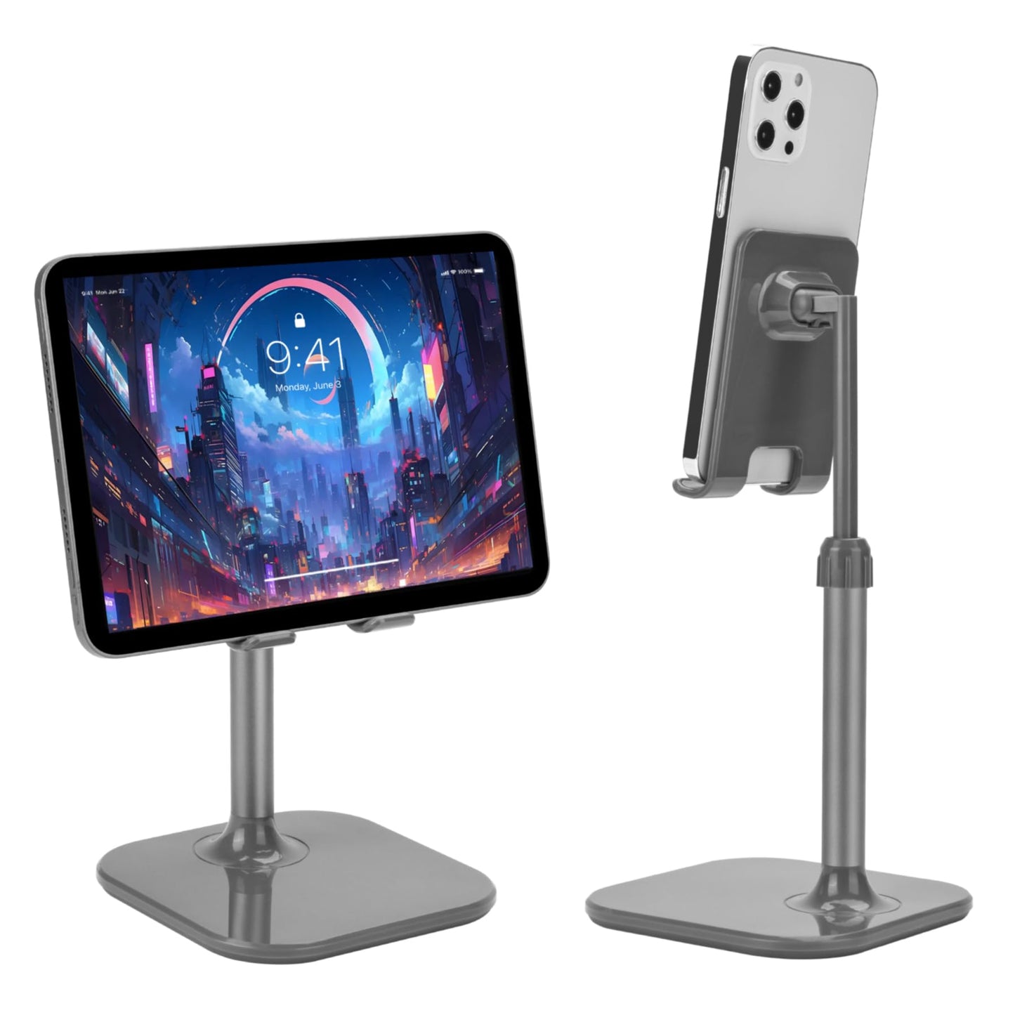 Doboli Cell Phone Stand, Phone Stand for Desk, Phone Holder Stand Compatible with iPhone and All Mobile Phones Tablet, Gifts for Adults Women Men Mom Wife, Space Gray