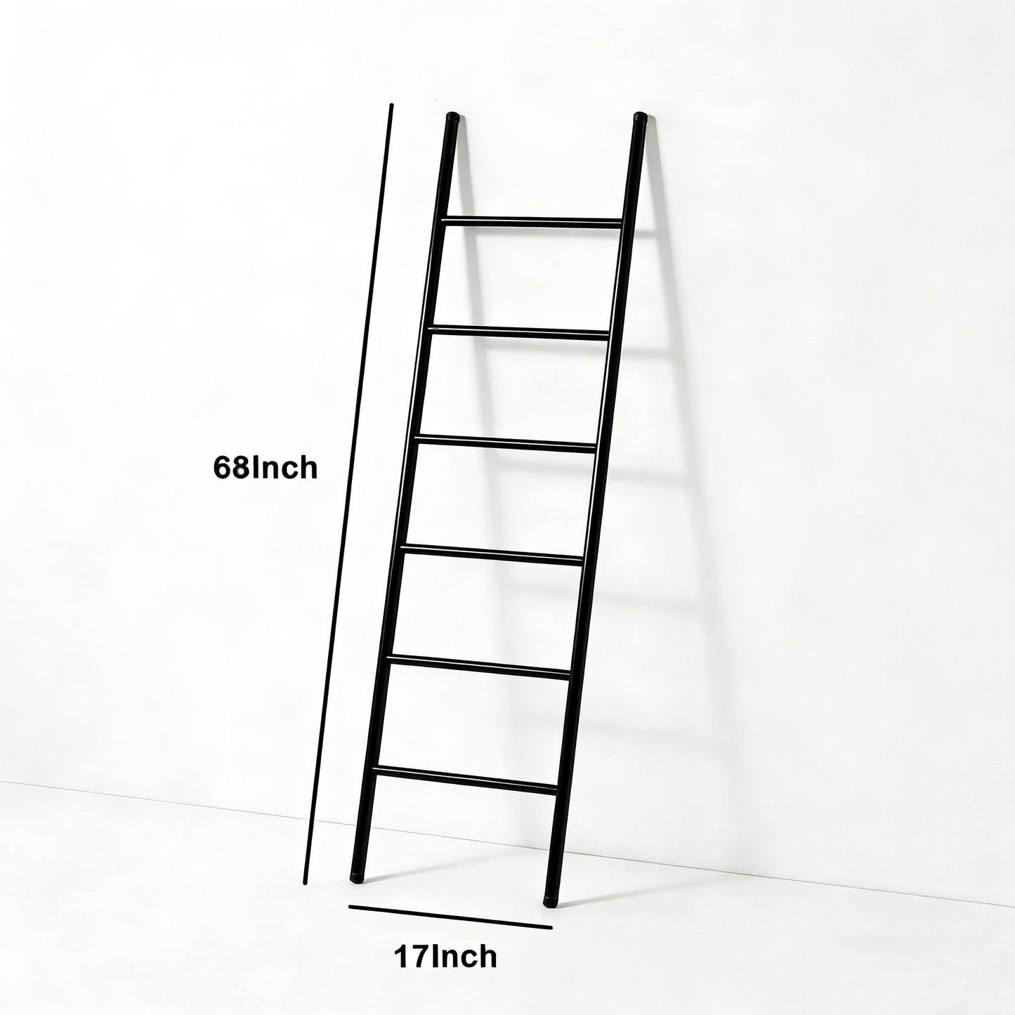 6-Tier Blanket Ladder 68 Inch Wall-Leaning Towel Rack for Living Room and Bedroom, Easy Assembly - Black