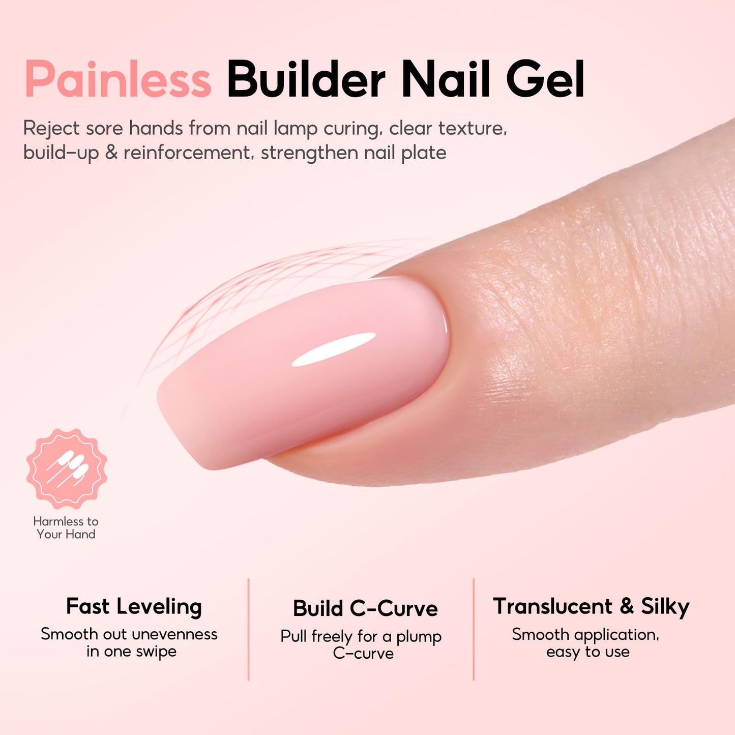 Peacecolor Nail Gel Polish Kit with Mini U V Light Clear Pink Nude White 6 Colors Builder Extension Gel Cat Eye Gel Polish Nail Extension Strengthening Gifts for Women