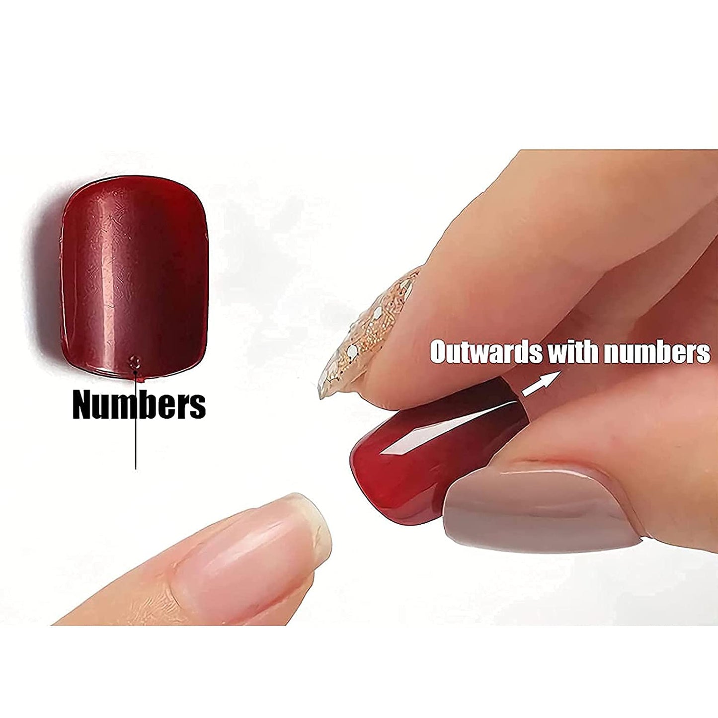 MISUD Press on Nails - Short Almond Fake Nails with Nude Pink, Acrylic Bling Gold Glitter Design 30 pcs