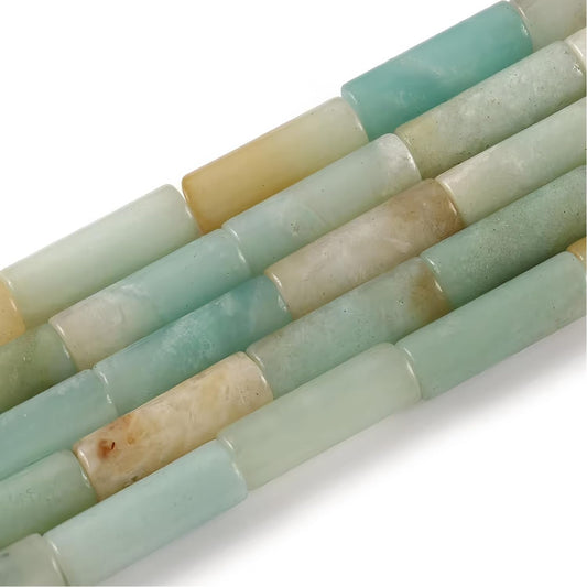 HAAMIIQII Natural Amazonite Tube Beads 13x4mm Column Stone Cylinder Gemstone Loose Beads for Jewelry Making Strand 15 Inch (28-29pcs)