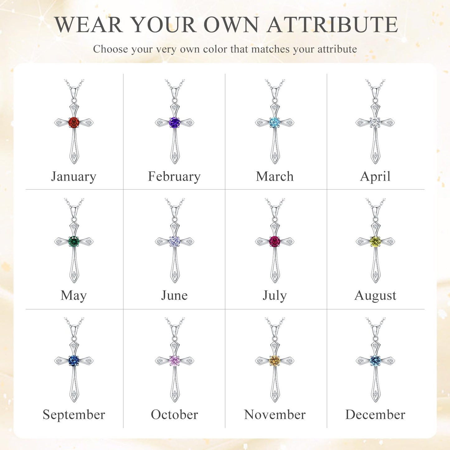 QUALISE Cross Necklace for Women,925 Sterling Silver February Birthstone Necklace Cross Pendant 5A CZ 12 Birth Months Birthstone Amethyst Jewelry Birthday Gifts for Her Wife Mom