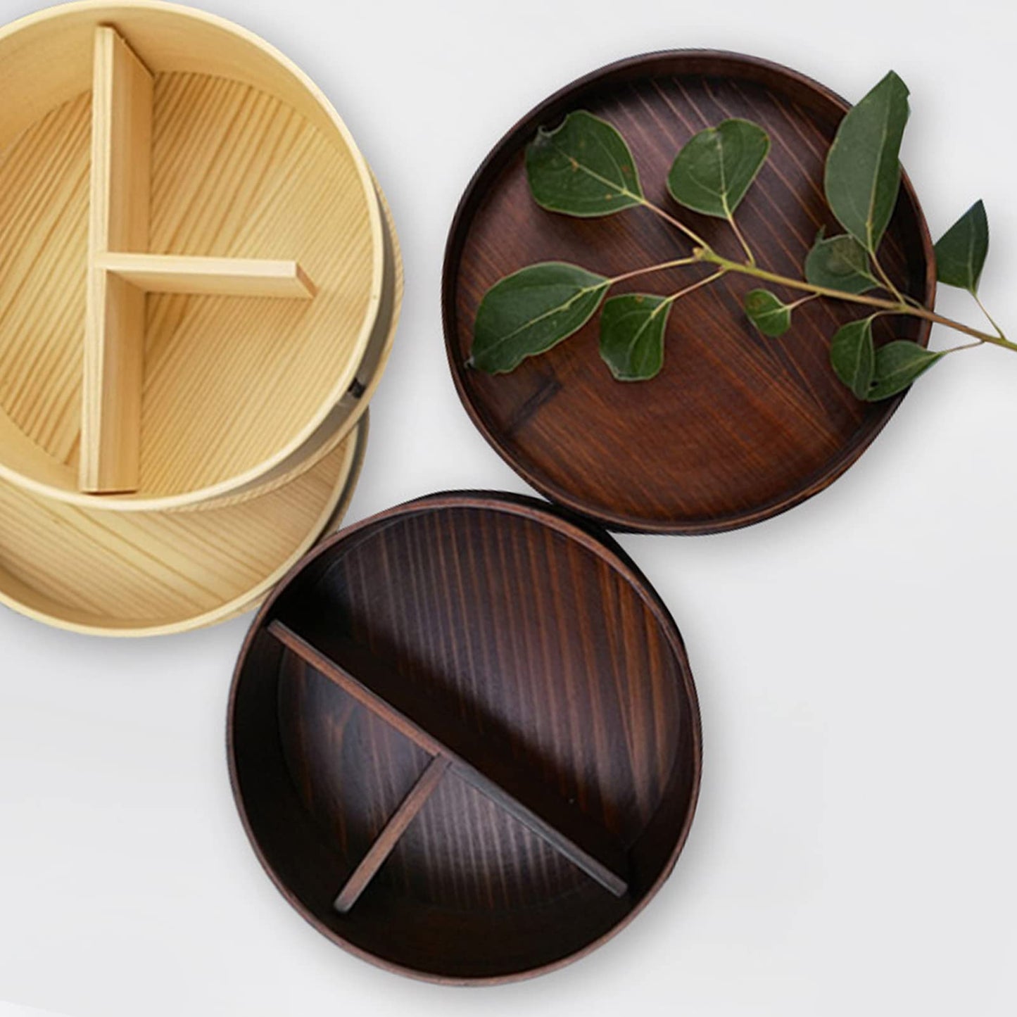 Niiyen Lunch Box Wood Bento Box Round Food Container Snack Organizer Single Level Wooden Storage Box For Office Home Camping Picnic