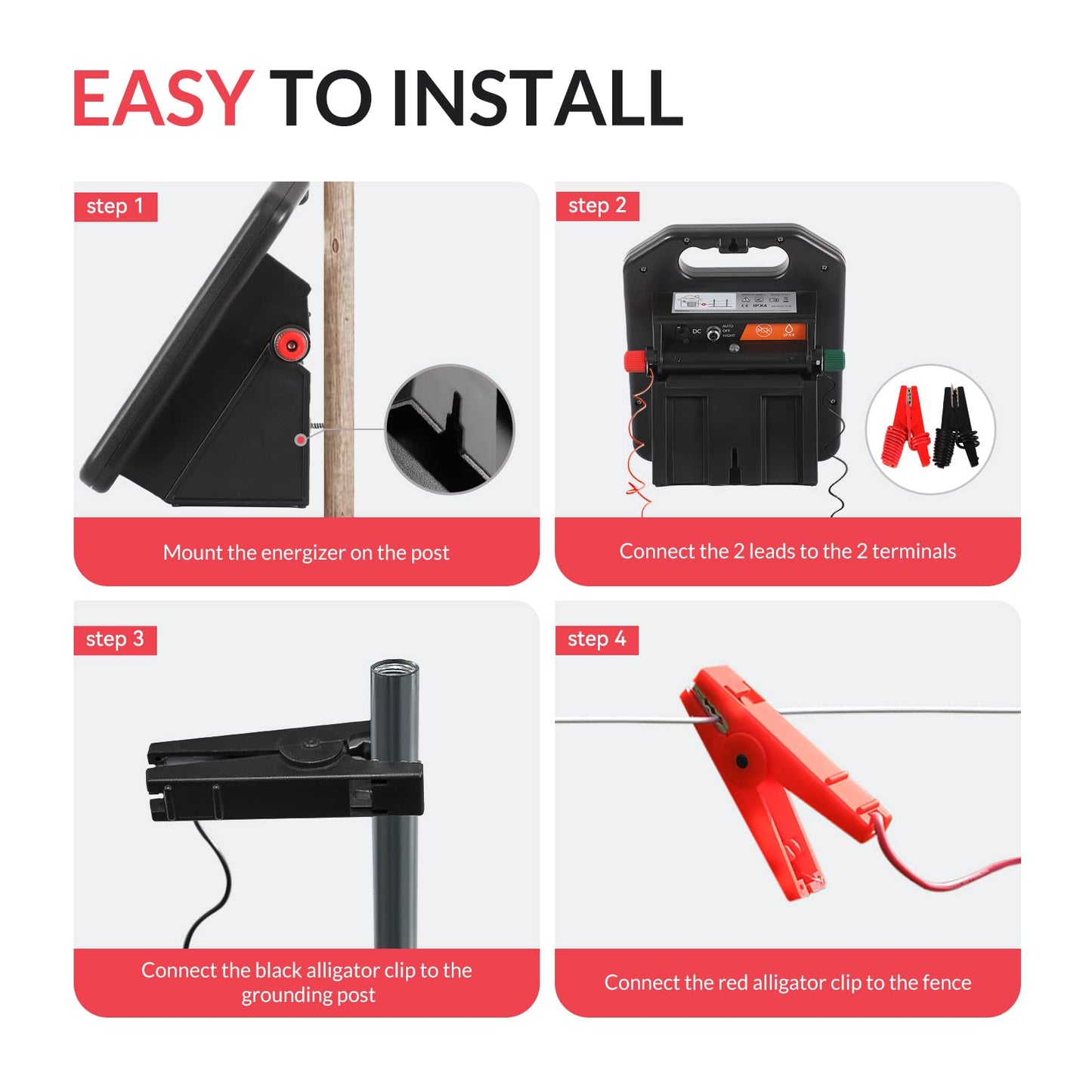 Solar Electric Fence Set: MINI160 + MINI250 Solar Electric Fence Charger, 0.11Joule & 0.18Joule for Versatile Protection