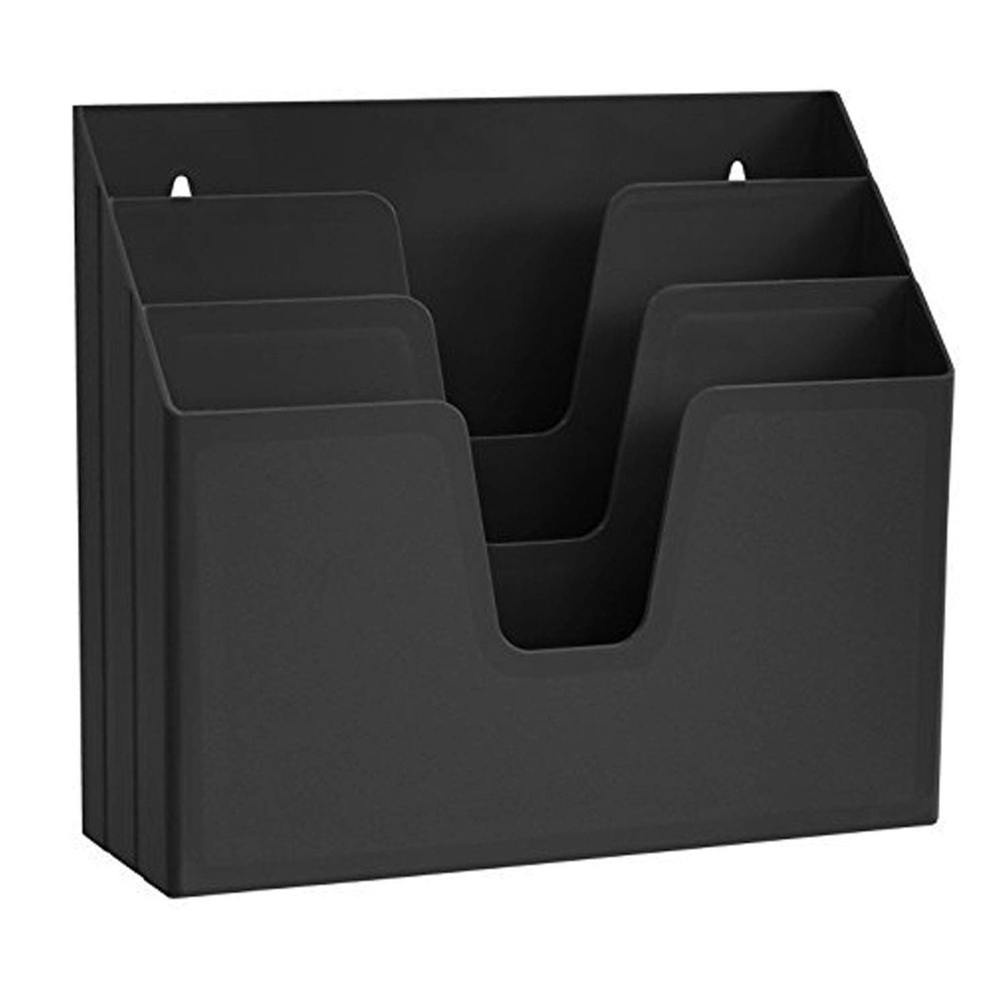 Acrimet Horizontal Triple File Folder Holder Organizer, Open Top Desktop Document Sorter for Letter Size Papers & Folders, Plastic (Black)