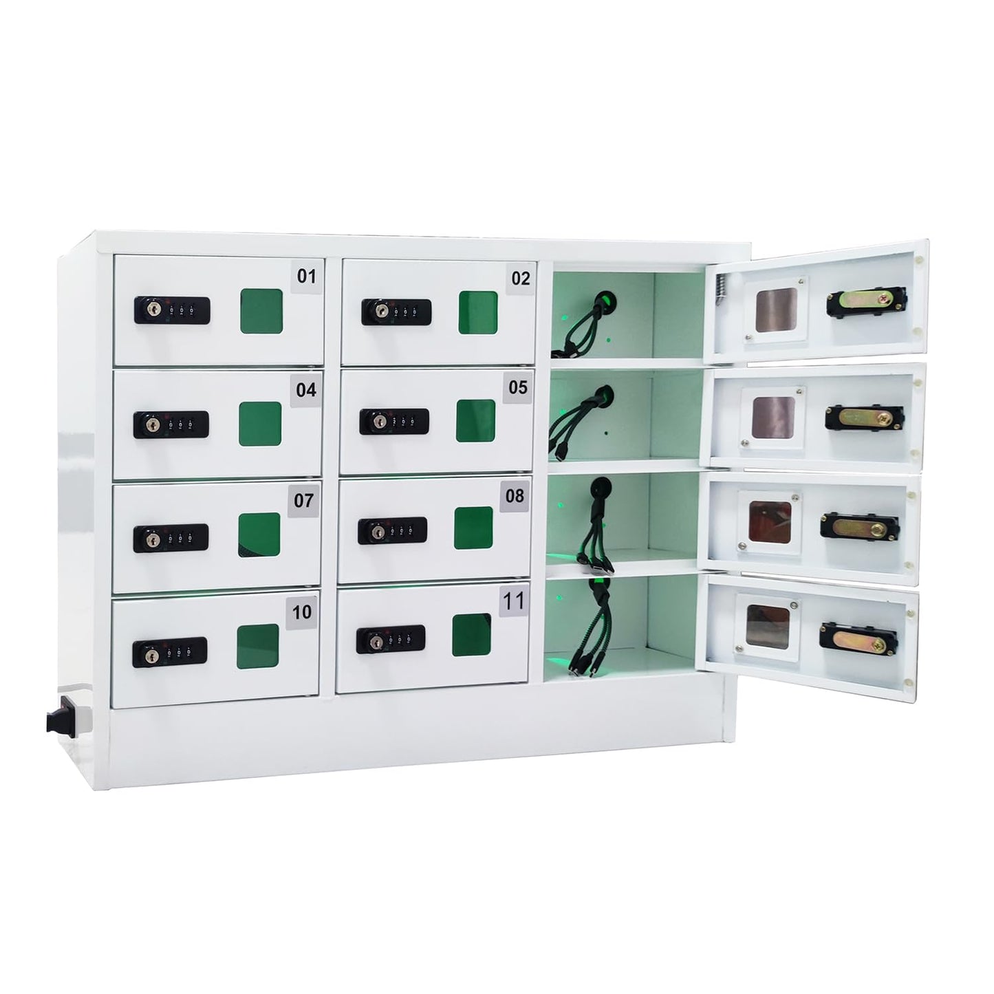 Bpatoimsx Safety and Convenience 12 - Compartment Cell Mobile Phone Charging Station Cabinet Locker with Combination Lock White - Ideal for Students and Employees