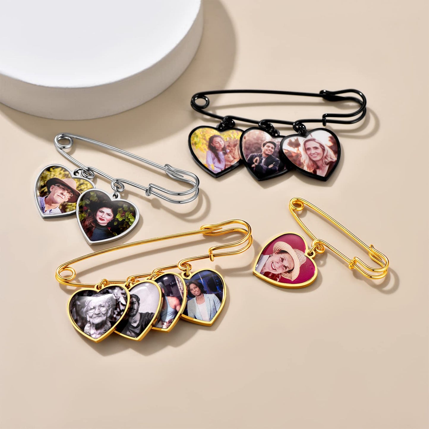Custom4U Wedding Boutonniere Heart Bouquet Charm Pin Customized Photo Charm for Mother of The Bride Groom Women Men