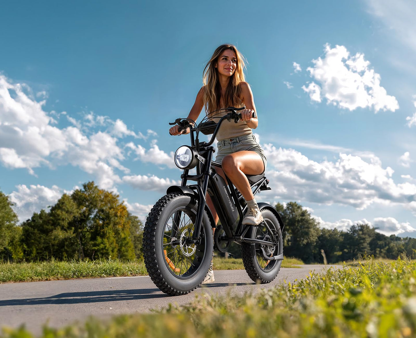 HAPPYRUN Electric Bike,1500W,48V,18Ah E Bikes for Adults Electric 60+ Mile 32MPH Top Speed Electric Motorcycle All Terrain Fat Tire Electric Dirt Bike G50 (G50 48V18Ah)