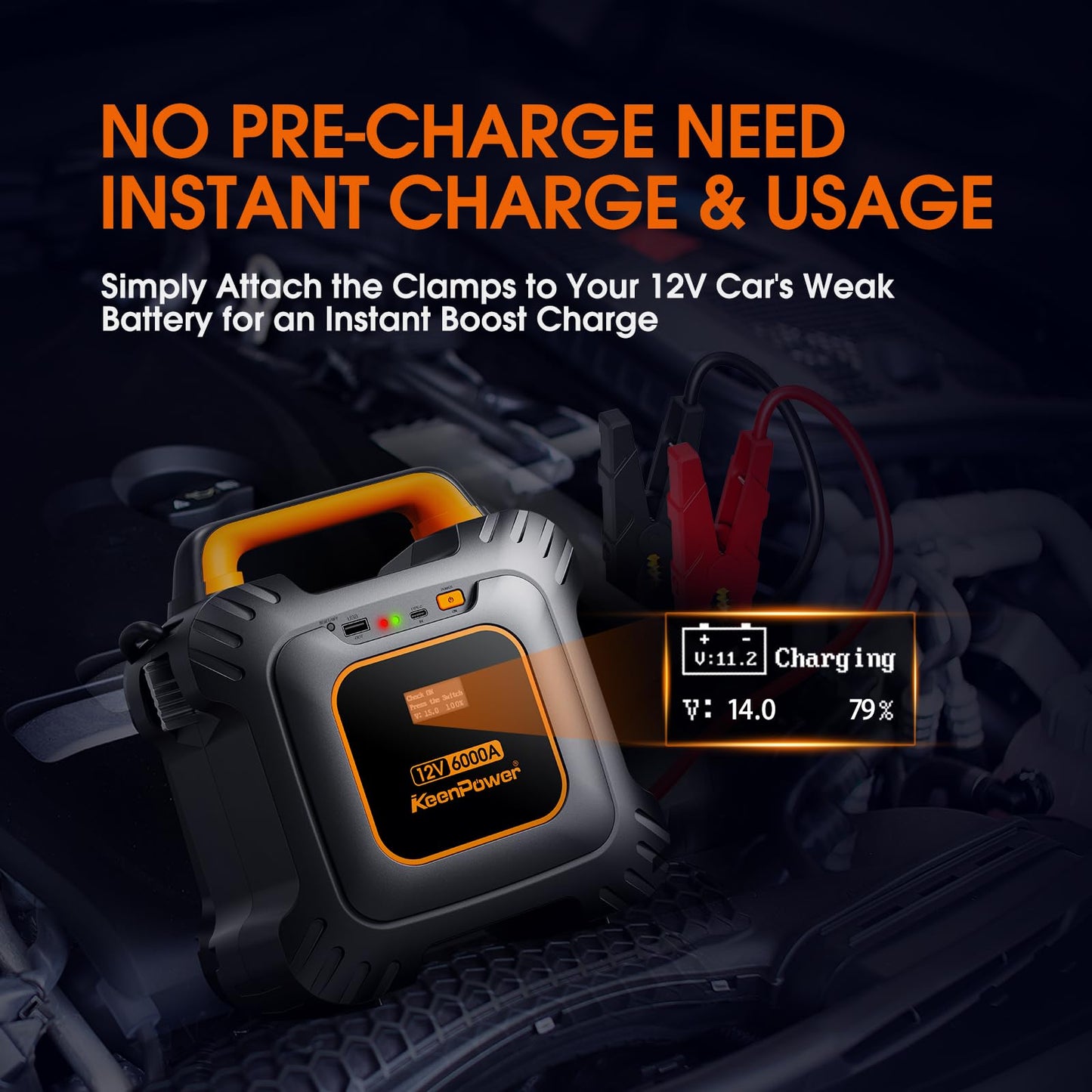 KeenPower 6000A Super Capacitor Battery-Less Jump Starter, Built-in 6 * 3000F Supercapacitor, No Traditional Battery