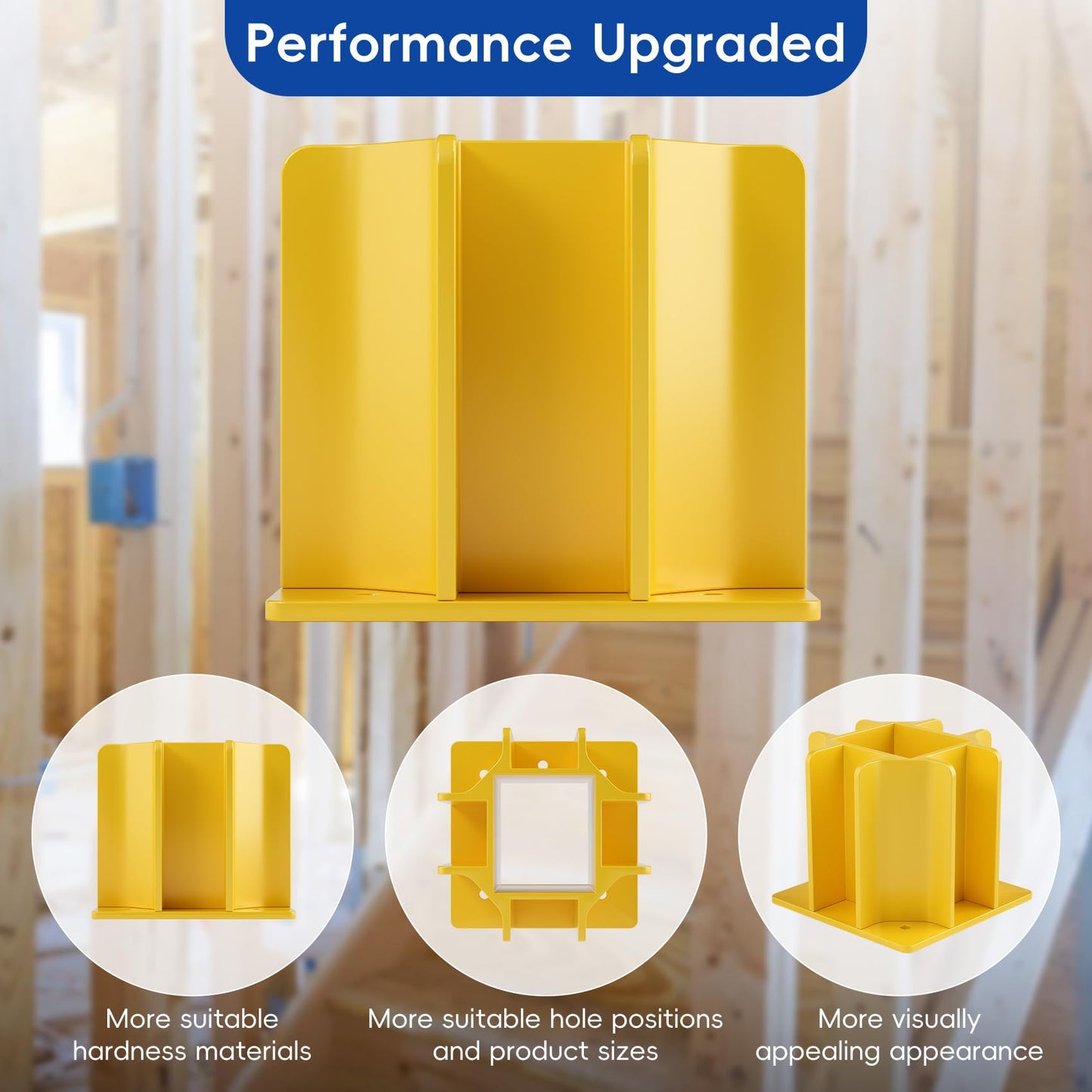 8-Pack Yellow Guardrail Base Boot with Toe Board Slot, Reusable Fall Protection Base for Scaffolding, Temporary Guardrail Systems for Residential and Commercial Construction