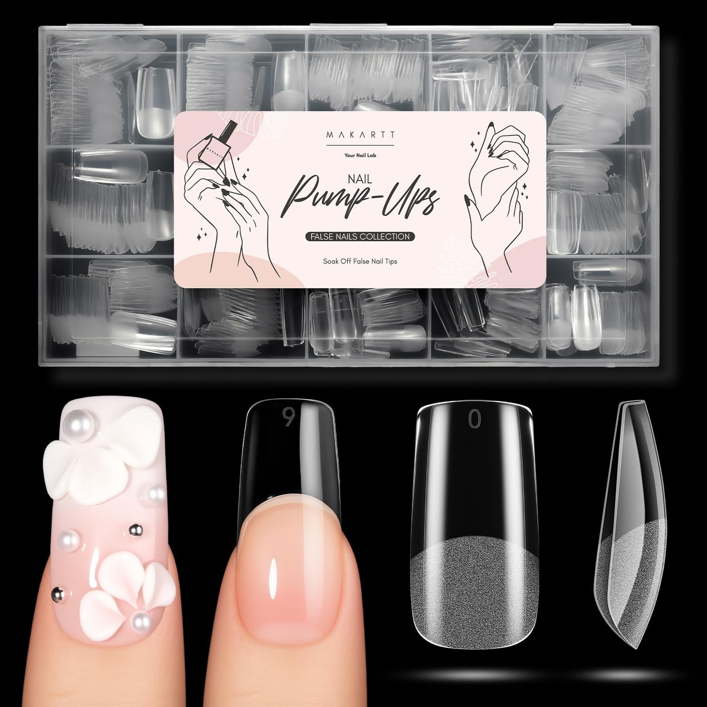 Makartt Square Nail Tips: 510pcs Full Cover Medium Square Fake Nails, 15 Sizes Soft Gel Half Matte Pre-shape Soak Off for Press on Nails DIY for Extension No Crease Acrylic Nail Manicure Salon Home