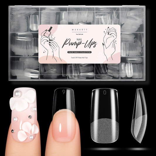 Makartt Square Nail Tips: 510pcs Full Cover Medium Square Fake Nails, 15 Sizes Soft Gel Half Matte Pre-shape Soak Off for Press on Nails DIY for Extension No Crease Acrylic Nail Manicure Salon Home
