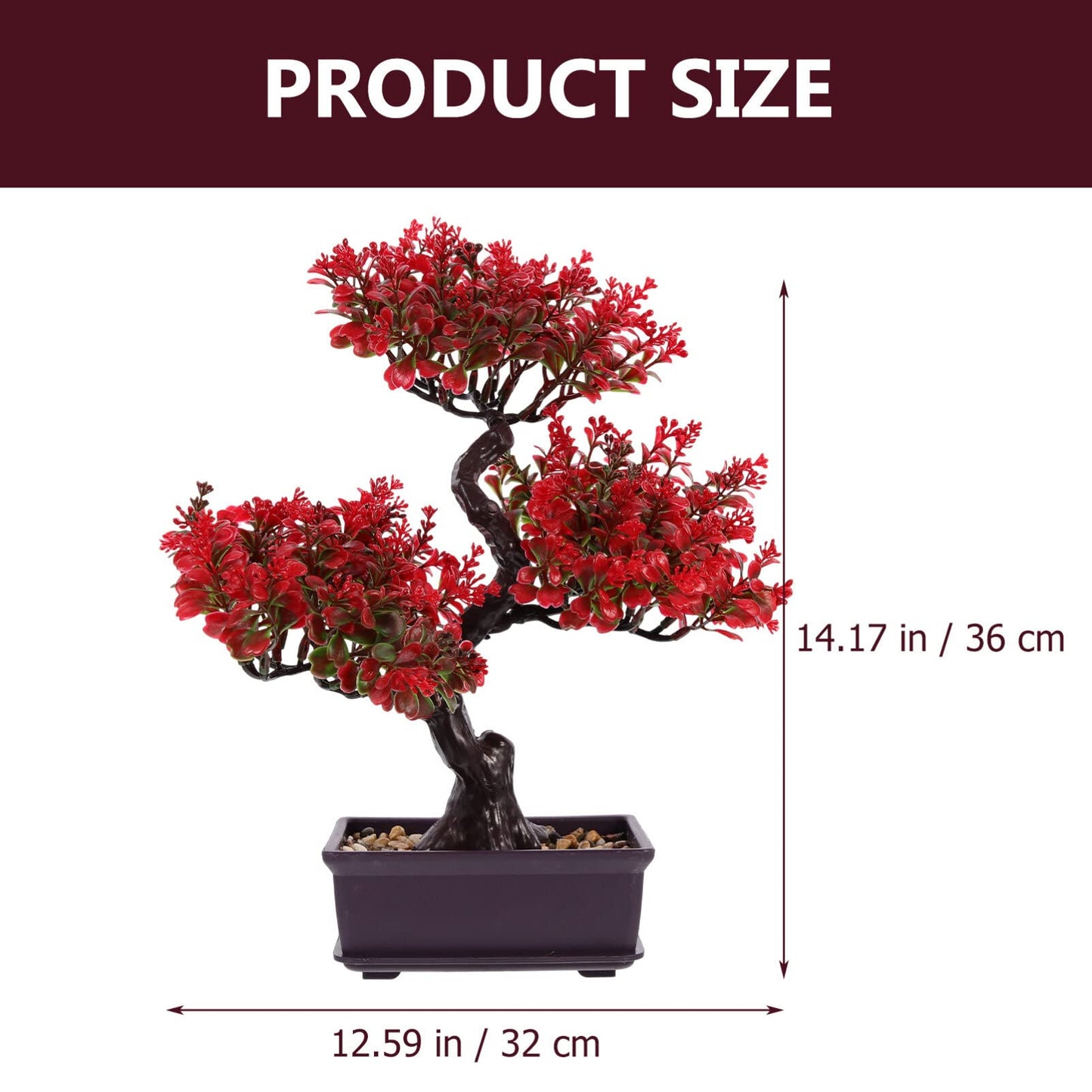 EXCEART Artificial Bonsai Tree Faux Potted Plant Desktop Ornament 14.17X11.81X3.93In Simulated Greenery Home Office D Cor No Maintenance