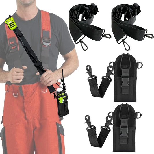 Levowin 2 Pack Firefighter Radio Strap and Holder with Sway Strap Bundle Set, Adjustment Ability and Mic Holder, Holds Walkie Talkie Radio Securely, Light Weight, for Fire EMT Paramedics