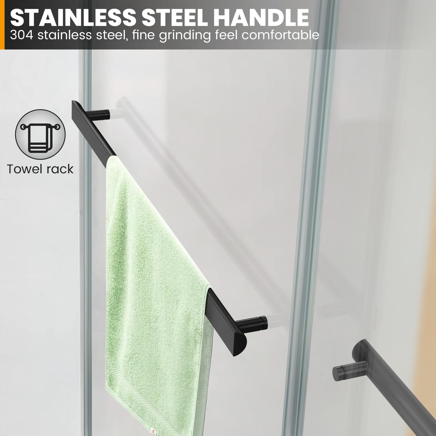 Bathroom Double Sliding Shower Door, 64" W × 76" H Frameless Shower Enclosure with 5/16"(8mm) Clear Tempered Glass Door, Matte Black Hardware, for Walk-in Bathroom