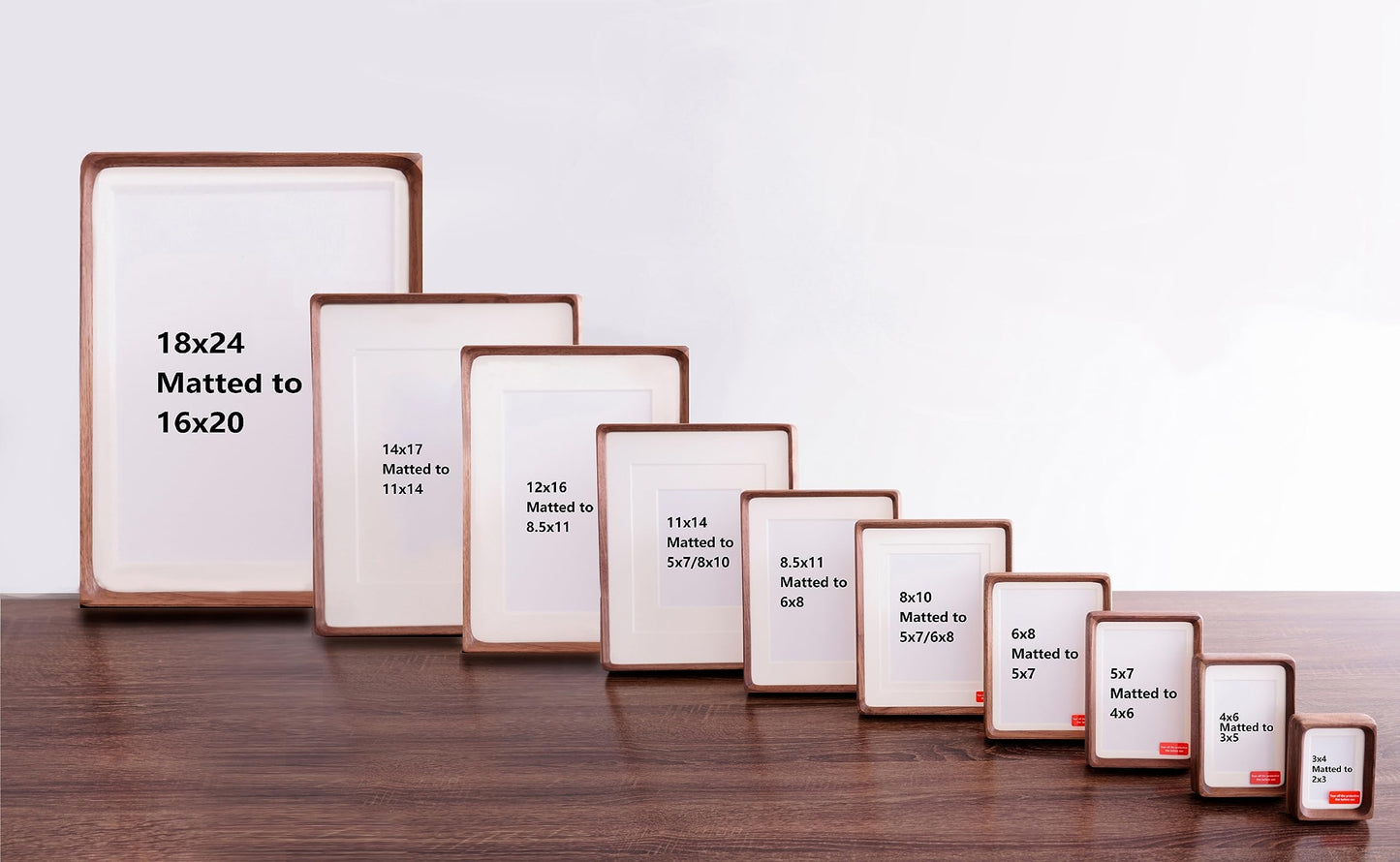 Natural Wood Photo Frames Inspired Tabletop Picture Frame with Mat, Vertical or Horizontal Display (Walnut, 8.5x11 matted to 6x8)