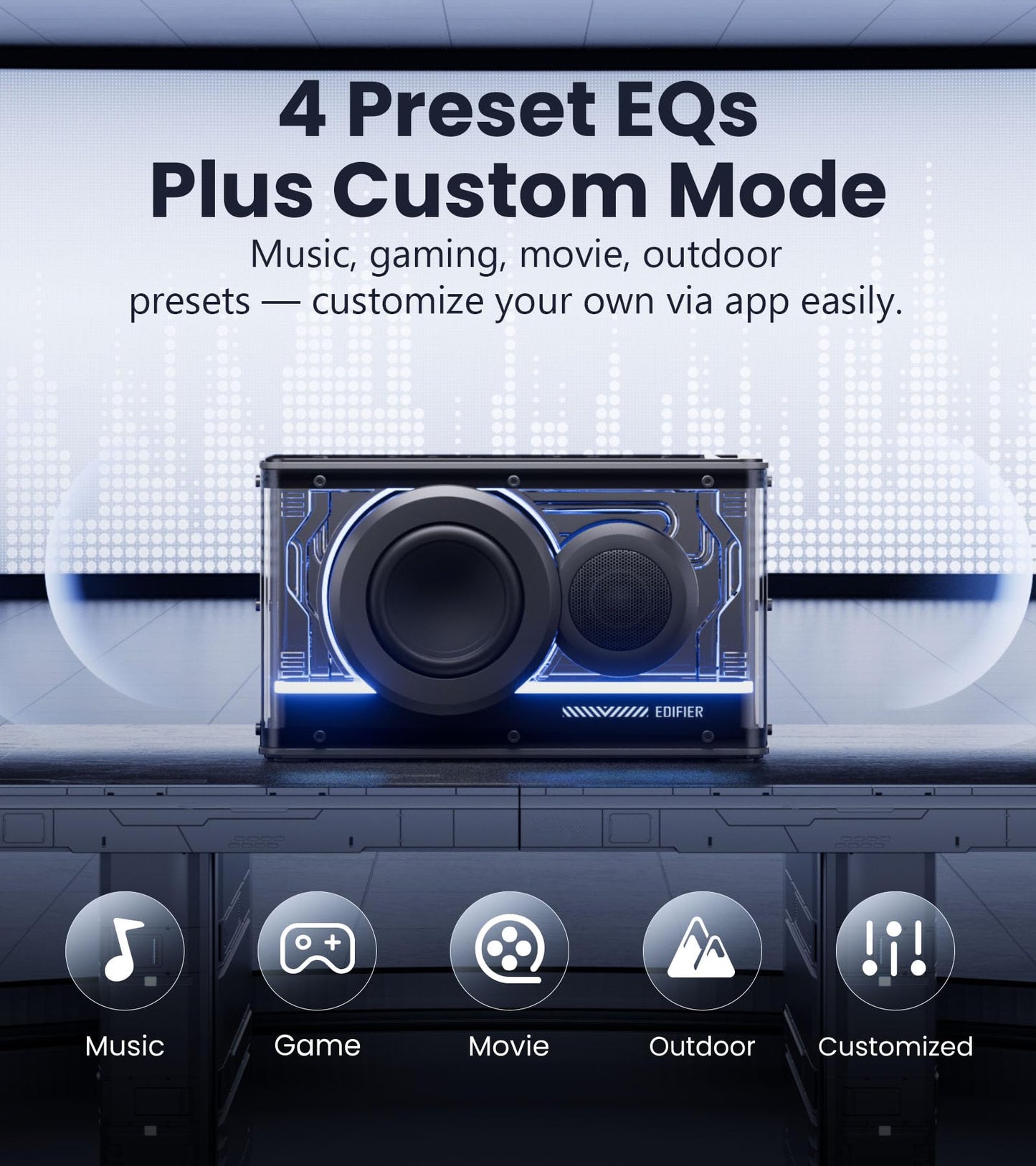 Edifier QD25 Bluetooth Speaker | Portable Desktop Audio, 25W (RMS) Dynamic Sound, Hi-Res Audio, Splendid Light Effects, 15H Playtime, Bluetooth 6.0, Wireless Stereo Pairing, Black