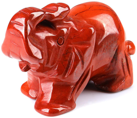 QINJIEJIE Red Jasper Crystals Elephant Decor Desk Stones Figurine Natural Gemstones Decoration Room Office Pocket Statue Meditation Spiritual Stocking Stuffers Christmas Stocking Stuffers Gifts Women
