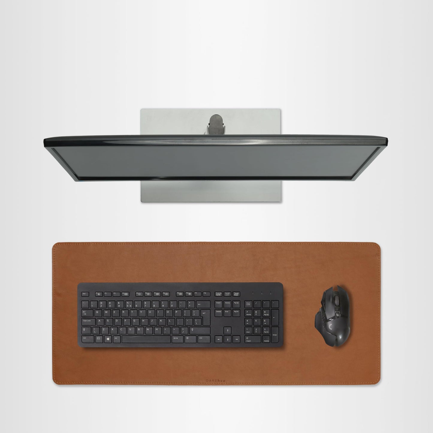 DAREhue Full Grain Genuine Leather Desk Pad – Toffee Tan Brown (L) - Premium Desk Mat with Non-Slip Backing, Thick 3mm, Office Desk Protector for Work & Gaming (Large 27.6 x 11.8 inch)