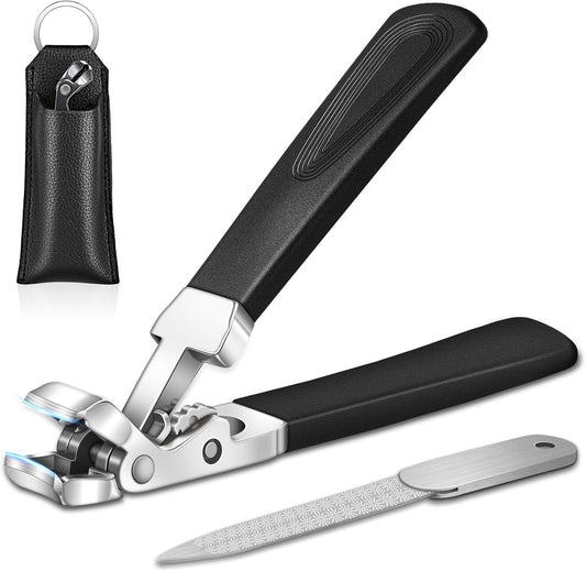 DRMODE Toenail Clippers for Seniors, Angled Head Toe Nail Clippers for Thick Nails for Seniors with Anti-Slip Long Handle, Large Finger Nail Clippers Adult for Men Women with Catcher