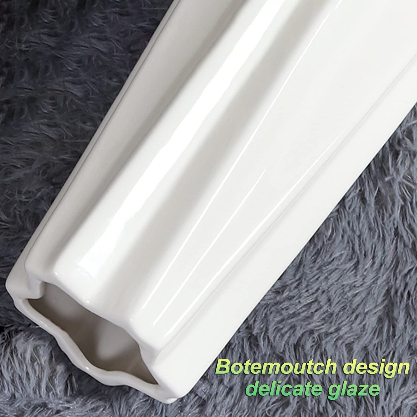 FKTHYO Floor vase Ceramic Vase,Decorative Large,Floor, Large Floor Vase,White Ceramic Vase,Handcrafted,Sophisticated Vessel for Decorative Branches and Dried Flowers (White 30cm)