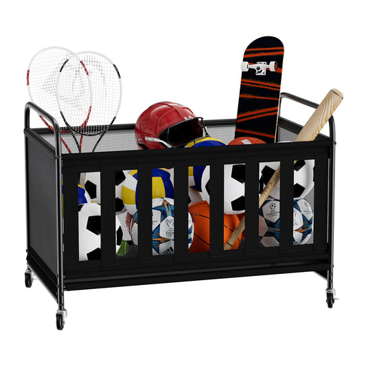 storenization Ball Storage Bin Large with Wheels, Outdoor Ball Storage for Garage, Sports Equipment Organizer Storing Volleyball, Basketball, Toys, Soccer and Baseball