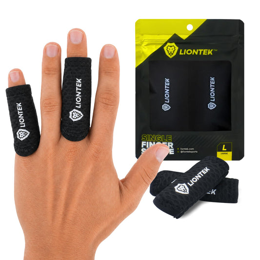 LIONTEK Single Flow Finger Sleeve V3 Pair — Joint Support & Compression for Activity, BJJ, Fitness, Volleyball, Basketball, and More (Large)