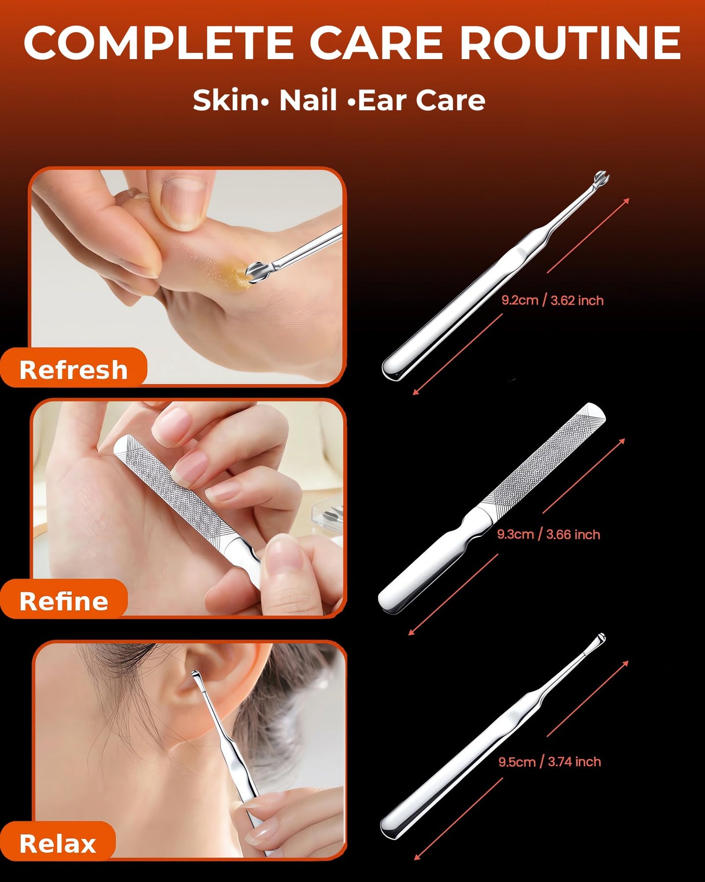 Xiaoshuang Nail Clipper Set 7 in 1, Precision Manicure Kit with Magnetic Leather Case, Mirror-Polished Stainless Steel Tools for Fingernail & Toenail, Daily Grooming Kit for Men & Women