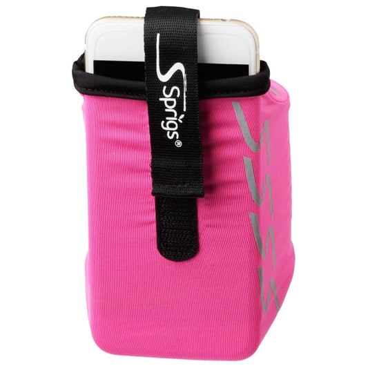 Sprigs Armband for iPhone 11/x/xr/8/7 Plus, Galaxy S10/S9, Google Pixel 4. Lightweight & Comfortable Running Armband, Stretches to Fit All Phones with Case - Hot Pink, Medium