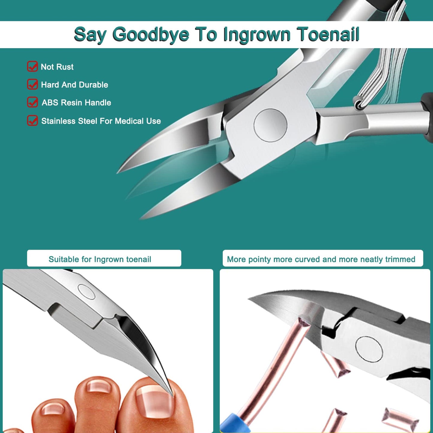 Merkaunis 6Pcs Toenail Clippers for Thick Toenails Ingrown Nail Clippers, Large Toe Nail Clippers, Heavy Duty Toe Nail Clippersfor Seniors Toenail Clippers Set with Long Handle for Men