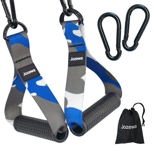 Exercise Handles, Cable Machine Handles, Cable Machine Attachments Resistance Bands Handles with Heavy Duty Carabiners for Home Gym Fitness, Pull Up Bands, Pulley LAT Pull Down System (Blue)