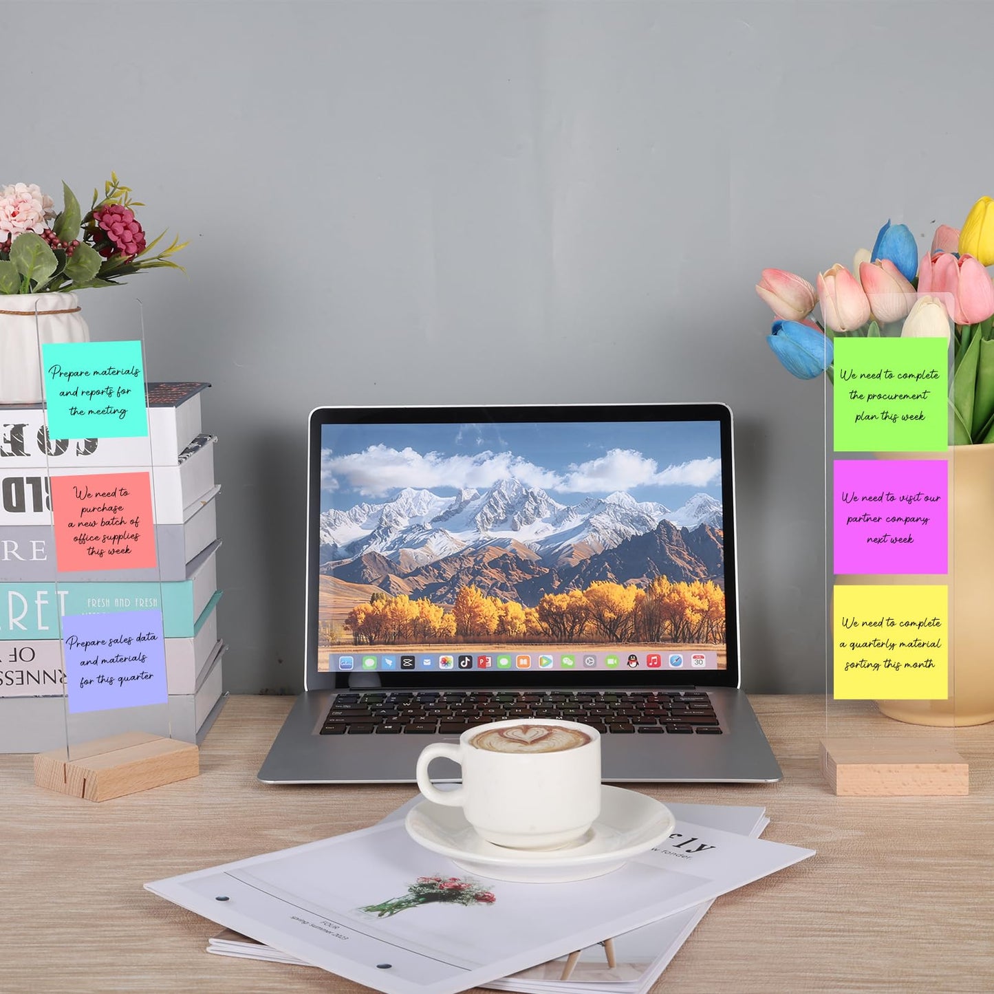 Rainmae 3PCS Monitor Memo Board Acrylic Detachable Sticky Note Holder for Computer Screen Clear Multifunction Portable Memo Message Board Holder Office Desk Accessories Desktop Organization