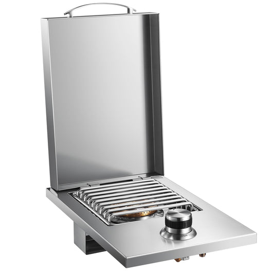 VEPURLT Outdoor Grill Drop-in Gas Single Side Grill Burner, 304 Stainless Steel, Natural Gas Built-in Side Burner