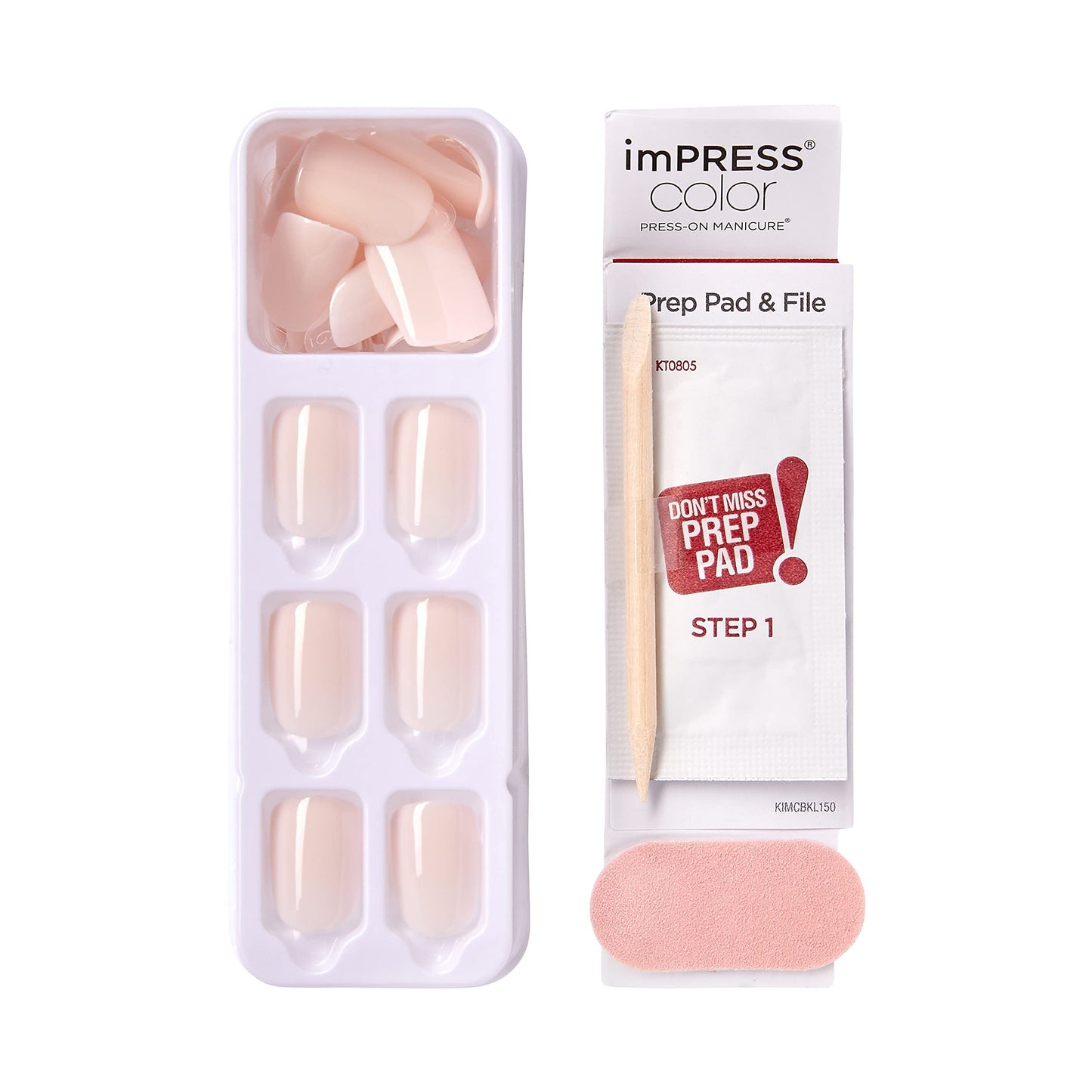 KISS imPRESS No Glue Mani Press On Nails, Color, 'Point Pink', Pink, Short Size, Squoval Shape, Includes 30 Nails, Prep Pad, Instructions Sheet, 1 Manicure Stick, 1 Mini File (Pack of 2)